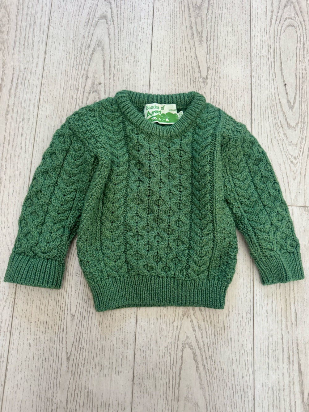 Shamrock Green Cable Knit Sweater /1-2 Baby